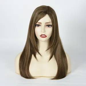 分层切割生处女中国头发定制巧克力棕色高光高密度人发蕾丝正面假发