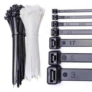 Sampel grosir pabrik ikatan kabel nilon penguncian otomatis ikatan ritsleting mengunci sendiri pita ritsleting plastik 4.8X650mm