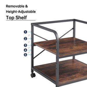 जे-मेच रोलिंग प्रिंटर कार्ट पोर्टेबल ऊंचाई समायोज्य भंडारण शेल्फ 2 टायर देहाती स्टील प्रिंटर टेबल - Product Image 3