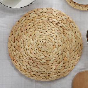 Natural Table Mat Handmade Water Hyacinth <b>Woven</b> Placemat Round Braided Mat Heat Resistant Hot Insulation Anti-Skidding Pad - Product Image 3
