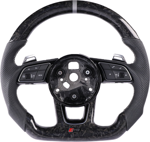 Volant en fibre de carbone amélioré pour les modèles <span class=keywords><strong>Audi</strong></span> A3/A4/A5/A6/B7/8V/S4/S5/RS3/<span class=keywords><strong>RS4</strong></span>/RS5/C7/C8/Q5/Q7, installation plug and play - Product Image 2