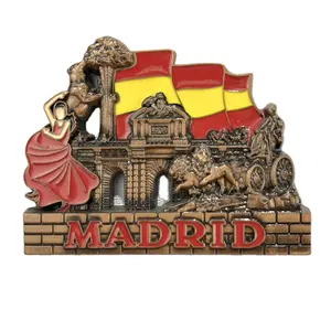 Custom Logo En Ontwerp Zinklegering Spanje Madrid Souvenir Metaal Magneet