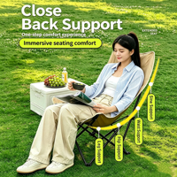 Chaise pliante d'extérieur, mobilier de jardin, portable, dossier haut, 4 positions réglables, cadre en acier carbone, tissu Oxford, camping