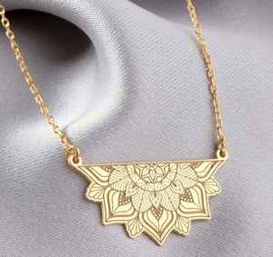 מנדלה מצופה זהב 18k שרשראות קסם מנדלה ייחודי לנשים שרשרת אבסטרקט מודרני תכשיטים בעבודת יד - Product Image 6