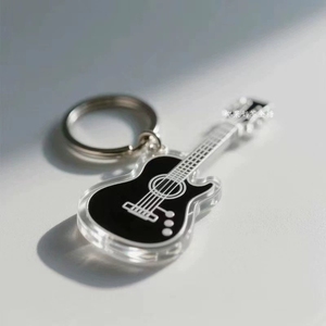 Llavero transparente de guitarra al por mayor con colgante de mariposa y rosa para bolso - Product Image 2