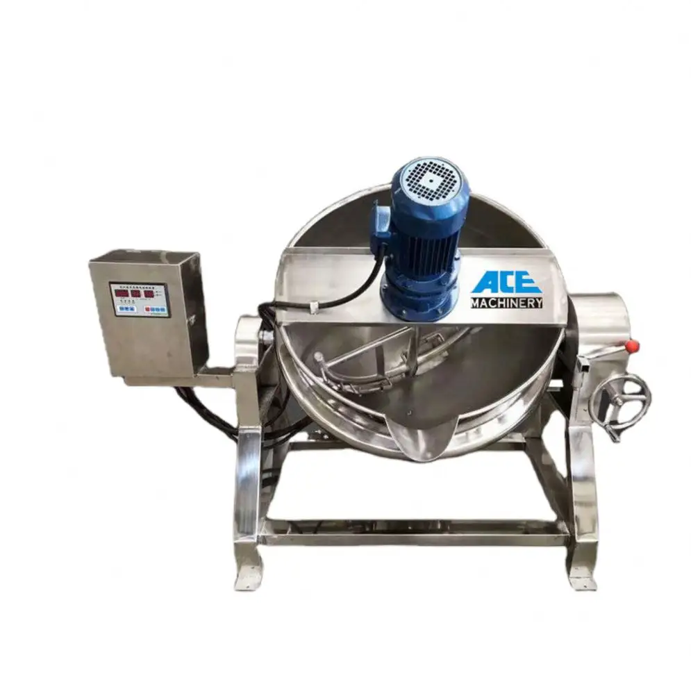 Ace Horizontal Mixer Cooker Boiler Pot Food Mixing Machine Gas/Steam/Electric Heating Jam Fruit Cooking Jacketed Kettle