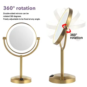 Specchio rotondo portatile di rotazione 360 per il trucco con i tempi di ingrandimento a doppia faccia 1X-10X, per il tavolo, camera da letto, uso del bagno