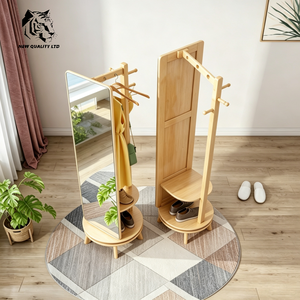 furniture factory good price customize huge stock eco-friendly floor mirror new designed bedroom furniture wood mirror coat rack - Product Image 5