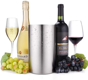 Refroidisseur de bouteille de vin seau à glace Double isolé seau à glace en acier inoxydable refroidisseur de vin et de bière seau à glace disponible OEM ODM - Product Image 2