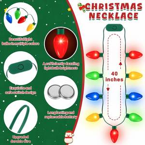 4 stuks oplichtende kerstketting kunststof materiaal 9 LED-lampjes 3 flitsmodi dames nieuwjaarsfeest gunst - Product Image 2