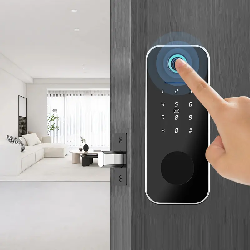 TTlock App Automatic Deadbolt Keypad Key Password Fingerprint Keyless Entry Smart Door Lock For Glass Doors