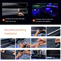 Kit d'éclairage d'ambiance LED RGB pour voiture, bande lumineuse intérieure 12V 5W, éclairage intérieur universel en acrylique, ajustement standard, contrôle par application, garantie 1 an