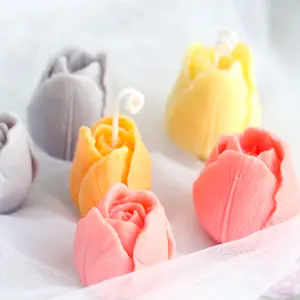 New Design 3d Tulip Flower Silicone Mold Candle Handmade pretty tulip Soap Mold Scent Organic mold candle