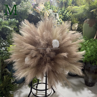 Rangkaian Bunga Rumput Pampas Buatan Berkualitas Tinggi, Dekorasi Emas, Buatan Tangan, Modern Mewah untuk Hiasan Meja