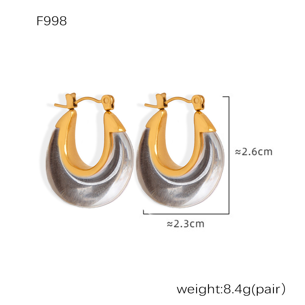 F998-ต่างหูทองเรซินใส