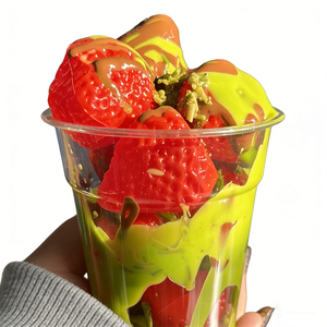 5OZ Small Cup Dubai Chocolate Bread Thread Matcha Milk Plastic Strawberry Simulation Food Model Eco-Friendly Foam Shop Display - Product Image 1