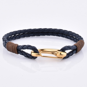 Thiết Kế Mới Handmade Tùy Chỉnh Bạc Còng Clasp Màu Xanh Rope Vòng Đeo Tay Ý Nghĩa - Product Image 2