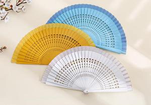 Vintage Bamboo <b>Handheld</b> <b>Fans</b> for Weddings Parties Custom Printed Engraved Foldable Wooden Hand Portable Carvings Love Flower - Product Image 6