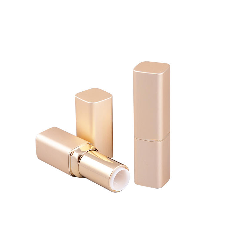 High quality square aluminum frosted gold empty lipstick tube container