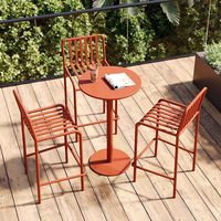 Ensemble table et chaises hautes en fer forgé, style nordique moderne, mobile, pour usage commercial extérieur, idéal pour villas, cours, cafés et salons de thé.