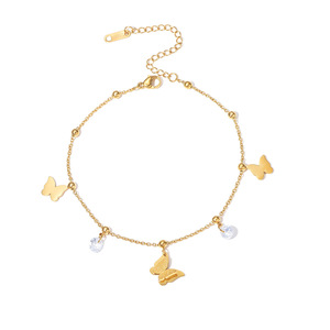 Stile Cool Dinky cavigliere di diamanti rotondi <span class=keywords><strong>estetismo</strong></span> e dolce oro farfalla cavigliera in acciaio inox gioielli di qualità per le donne - Product Image 5