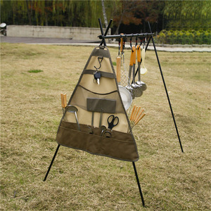 Sac à couverts en toile, sac de rangement pliable portable pour barbecue, camping, cuisine en plein air, utilisation en voyage - Product Image 2