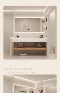 Mobile <span class=keywords><strong>Bagno</strong></span> Moderno ed Elegante da Parete con Lavabo Resistente all'Acqua, Specchio LED, Struttura in PVC, Acciaio e MDF Melaminico per Bagni di Design - Product Image 3