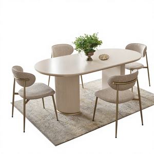 Table à manger ovale moderne en bois massif Athome Aura 180 cm/200 cm personnalisable extensible, mobilier pour hôtel et maison, prêt à l'exportation, Turquie - Product Image 1