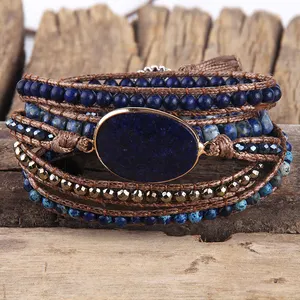 Модные богемные ювелирные изделия Handma, браслет в стиле бохо, смешанные натуральные камни, очаровательные браслеты с 5 нитями, подарочные браслеты