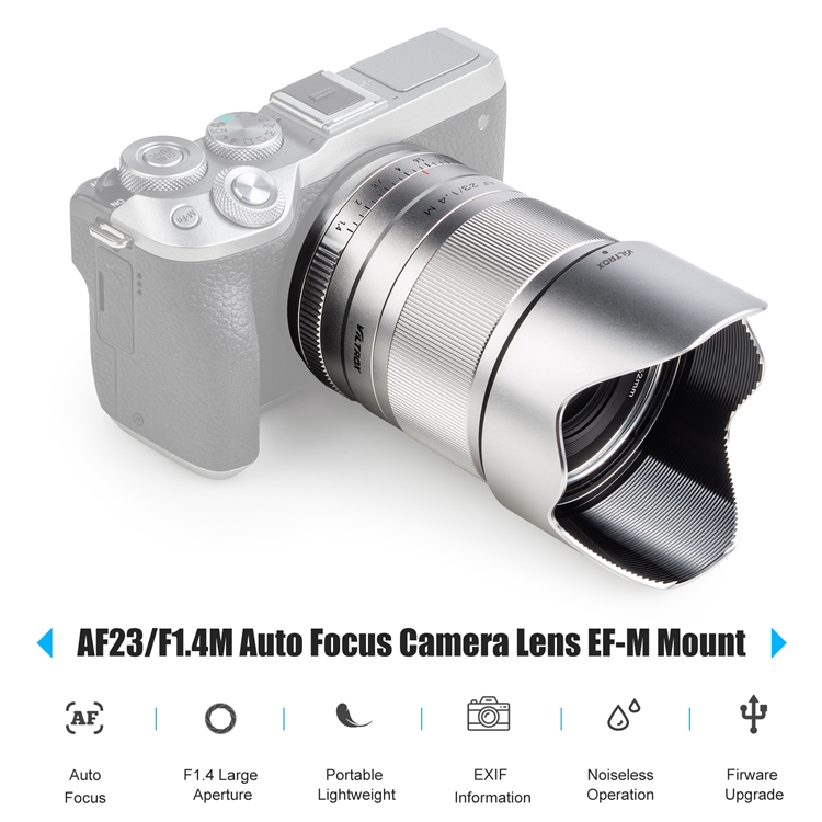 VILTROX AF23/F1.4M Auto Focus Camera Lens APS-C F1.4 Large Aperture 23mm Focal Length M-Mount for Canon EOS M3/M5/M6/M6