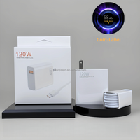 Chargeur Super Rapide Mi Turbo Charge 120W MAX avec Affichage pour Xiaomi Note10pro, 17, 16 Pro/11Ultra avec Câble USB Type C 6A