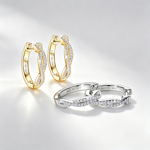 Lab Grown Diamond <strong>Earrings</strong> 925 Sterling Silver Moissanite Twisted <strong>Infinity</strong> Hoop <strong>Earrings</strong> Jewelry Gifts <strong>Earrings</strong> Wholesale Bulk - Product Image 3