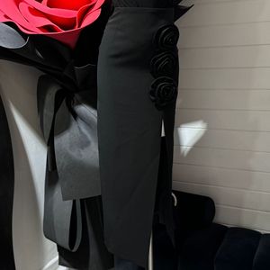 Modisches Sommer-Design Dreidimensionaler Blumenrock Einfarbig Hochgeschnittener Schlanker Eleganter Sexy Schlitz-Rock für Damen - Product Image 4