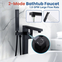 Robinet de baignoire sur pied pour hôtel et usage domestique, vertical, anti-éclaboussures, tout en cuivre, ensemble de salle de bain de luxe chaud et froid
