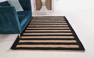 Juego de alfombras trenzadas a mano de yute bohemio natural, Alfombra de corredor con líneas a rayas de cada color - Product Image 5