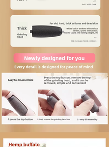 Lima Eléctrica Automática para Pies, Removedor de Callos y Piel Seca, Herramienta de Pedicura con 2 Cabezales de Rodillo Extraíbles - Product Image 6