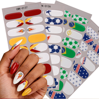 Autocollants pour ongles de qualité salon, effet 3D brillant, thème Coupe du Monde de Football, sans lampe UV, bandes adhésives pour ongles en gel sans UV