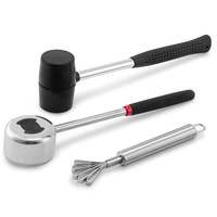 Kokosnoot Opening Kit 3-In-1 Rubber Hamer Shell Cracker & Vlees Schraper Duurzaam Gereedschap Voor Keuken Tropische Drankjes En Strandfeesten
