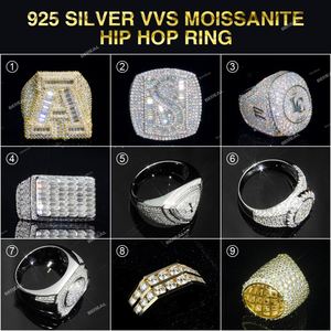 แหวนฮิปฮอปทรงบาแกตต์ตัดเพชรโมอิส925เงิน VVS แหวนชื่อตัวอักษรเครื่องประดับผู้ชายผู้หญิง - Product Image 3