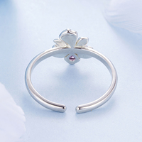 925 argent Sterling incrusté de zircone Iris fleur papillon anneau ouvert plaqué or, exquis doux bijoux de fête de mariage pour les femmes