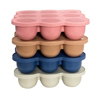 Moule à glaces en silicone KingKam à 9 cavités, bacs à glaçons à congélation rapide pour aliments pour bébés faits maison, motif dessin animé, ustensile ménager