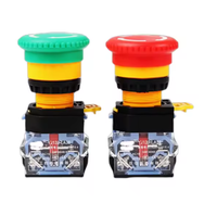 Interrupteur à bouton poussoir en forme de champignon rouge à verrouillage automatique 22 mm IP65 Arrêt d'urgence Signalisation en plastique 1NO 2NO 1NO1NC 2A 220V Contrôle