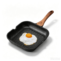 Poêle à griller 24/28 cm avec revêtement antiadhésif en marbre, plaque à griller en aluminium avec base à induction pour cuisine moderne, poêle carrée