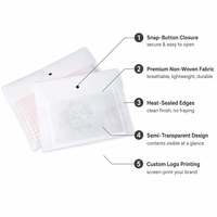 Pochette enveloppe non tissée avec bouton pression semi-transparent thermosoudée, emballage cadeau personnalisé avec logo, tailles XS S M L, vente en gros