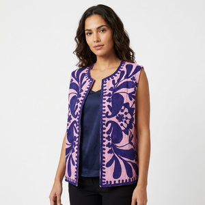 Chaqueta Corta de Algodón Estampada Hecha a Mano para Mujer, Chaqueta de Otoño Invierno Ecológica, Transpirable, Elegante, Estilo Bohemio, Bordado de Flores, Acolchada - Product Image 1