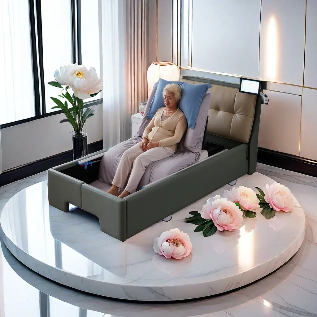 Fully automated smart care bed for paralyzed elders with full automated control for toileting care and waste disposal.