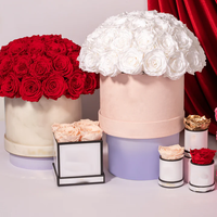 Boîte Ronde de Roses Éternelles Stabilisées Grand Format avec 100 Roses, Longue Durée (3-5 Ans), pour la Saint-Valentin et Noël