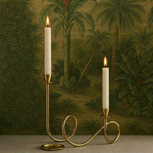 Modern Brass Abstract Loop Taper Handmade Durable <b>Candle</b> <b>Holder</b> <b>Tall</b> Size for Tabletop Dining Room Home Decor Christmas Easter - Product Image 1