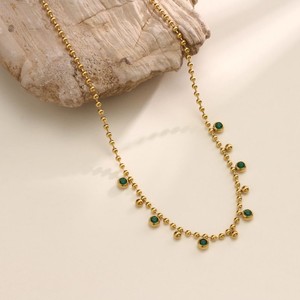 Nuevo Collar de Moda para Mujer, Estilo Vintage, Simple, de Acero Inoxidable Dorado con Colgante de Zirconia, Joyería de Regalo para Venta al Por Mayor - Product Image 3