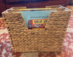 Panier fin en osier naturel tressé à la main avec compartiments, en jacinthe d'eau, pour livres et magazines, décoration esthétique pour salon - Product Image 2